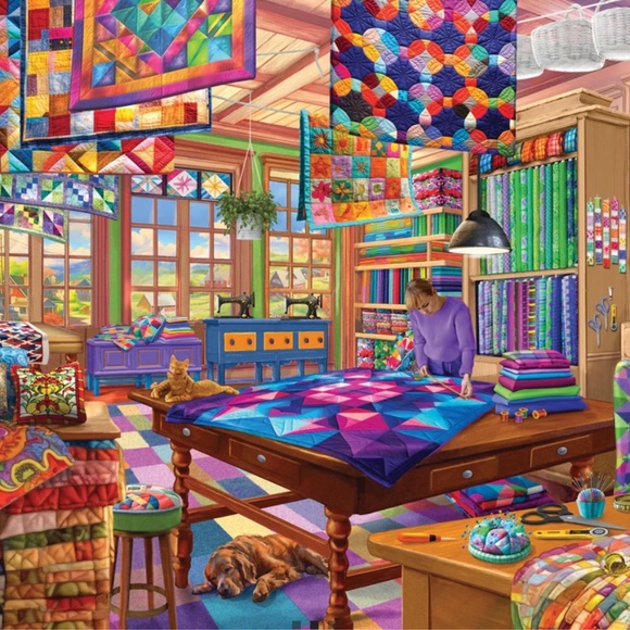 Eurographics "The Quilt Workshop" Jigsaw Puzzle - 1000 pieces - Picture 2 of 5